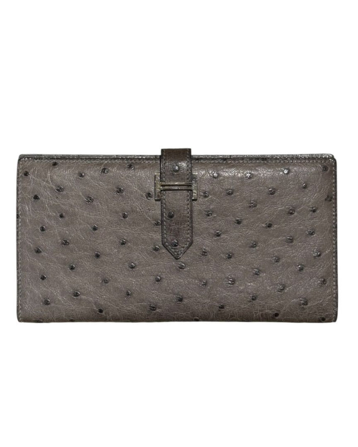 Gris HERMES portefeuilles, BEARN OSTRICH