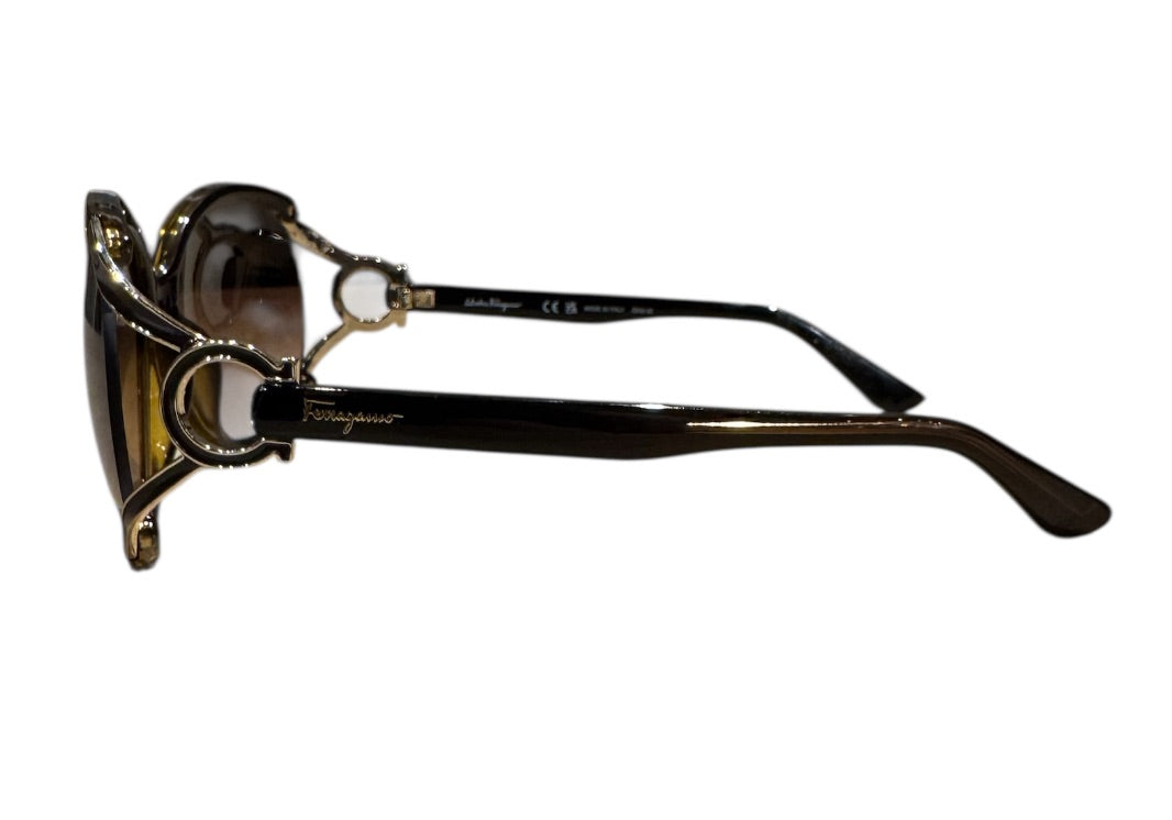 Brun et Or SALVATORE FERRAGAMO Lunettes de Soleil, NO CASE