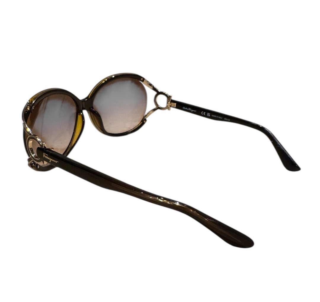 Brun et Or SALVATORE FERRAGAMO Lunettes de Soleil, NO CASE
