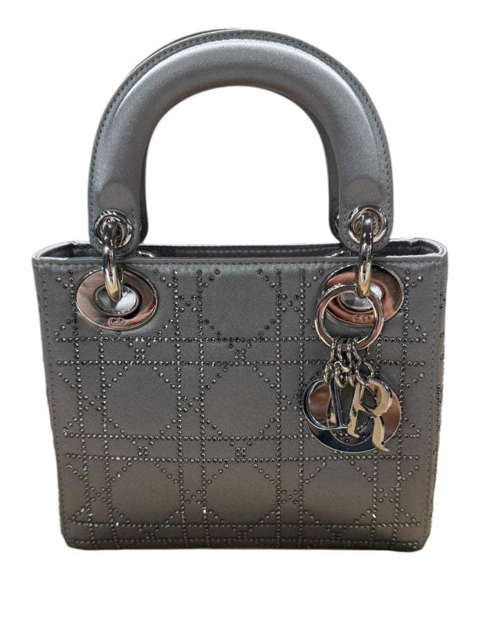 Argent CHRISTIAN DIOR Sacs, LADY DIOR MINI SATIN RHINESTONE