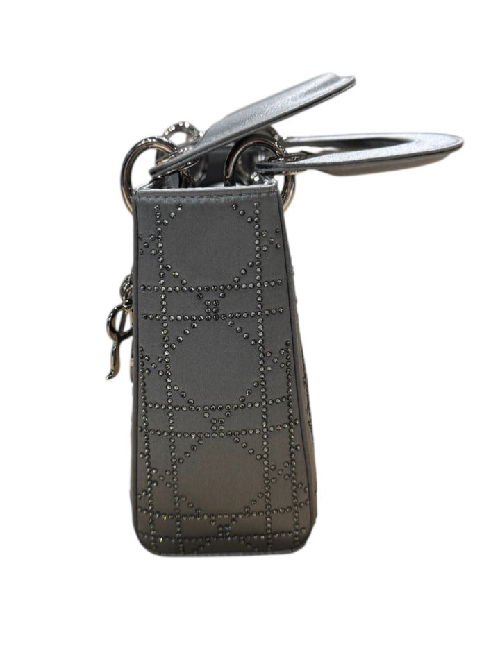 Argent CHRISTIAN DIOR Sacs, LADY DIOR MINI SATIN RHINESTONE