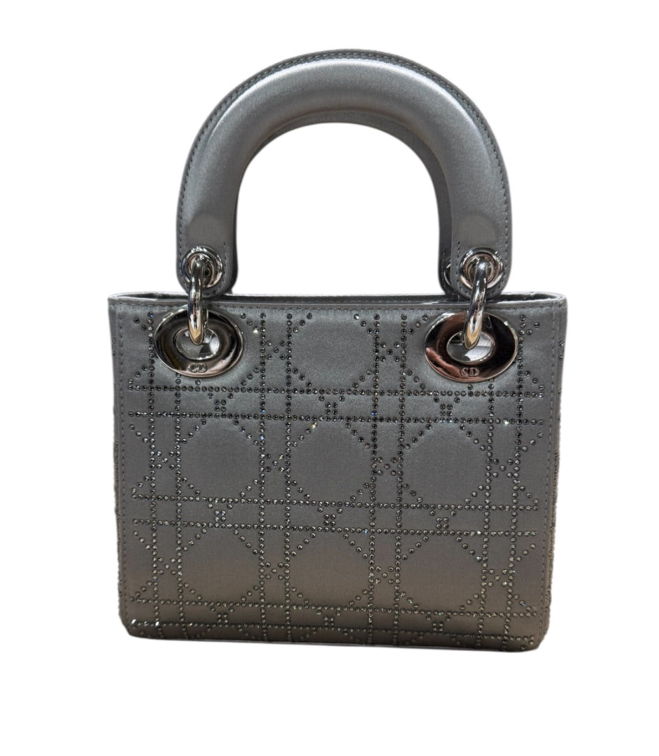 Argent CHRISTIAN DIOR Sacs, LADY DIOR MINI SATIN RHINESTONE