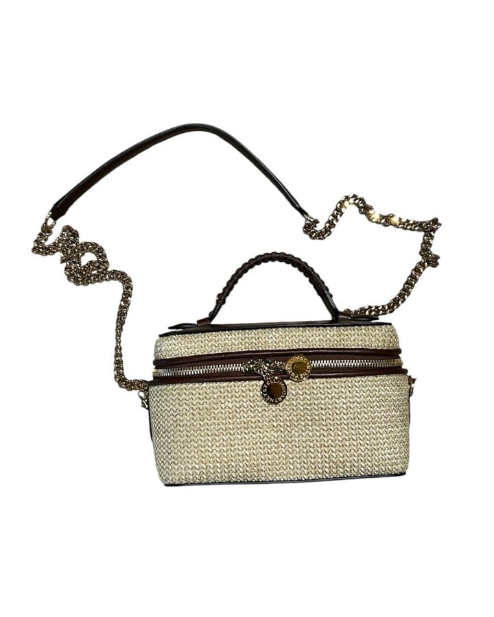 Brun et Beige STELLA MCCARTNEY Sacs, FALABELLA MINI RAFFIA TOTE