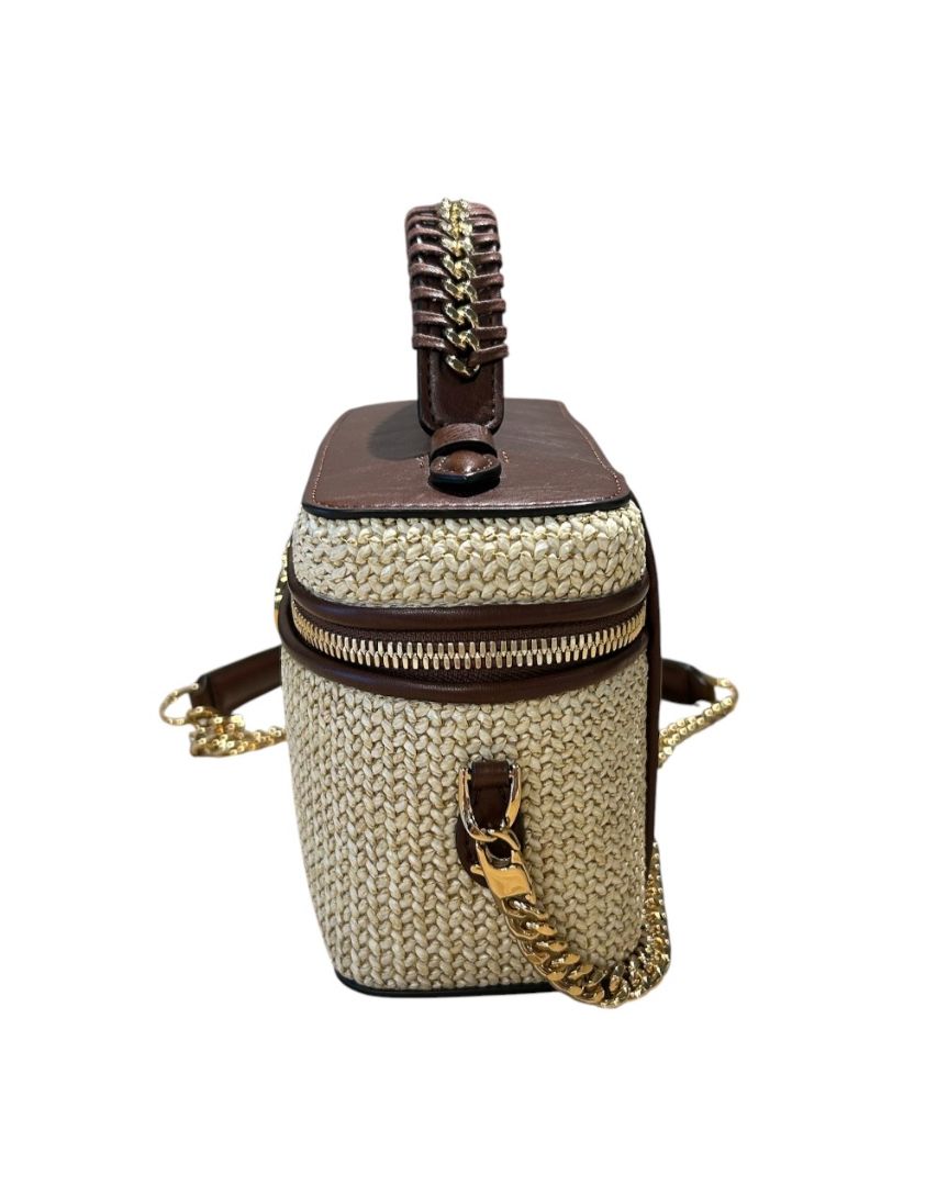 Brun et Beige STELLA MCCARTNEY Sacs, FALABELLA MINI RAFFIA TOTE