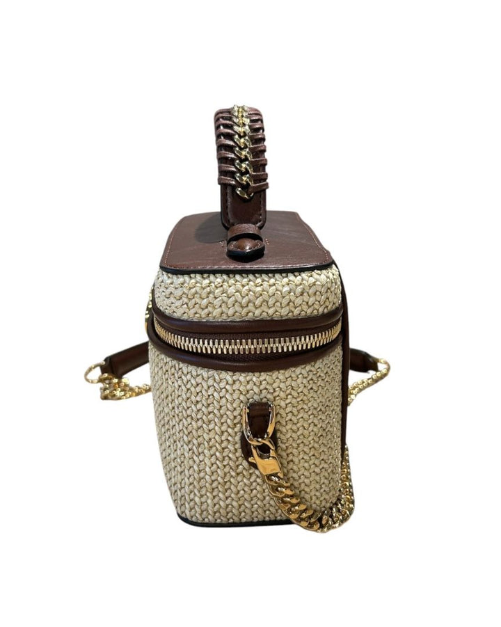 Brun et Beige STELLA MCCARTNEY Sacs, FALABELLA MINI RAFFIA TOTE