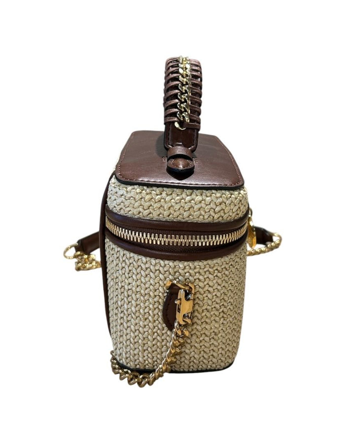 Brun et Beige STELLA MCCARTNEY Sacs, FALABELLA MINI RAFFIA TOTE