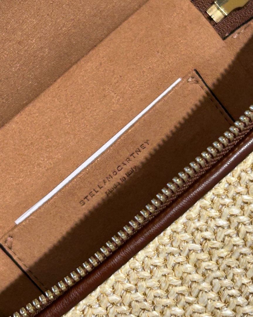 Brun et Beige STELLA MCCARTNEY Sacs, FALABELLA MINI RAFFIA TOTE