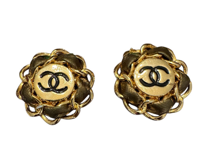 Gris et Or CHANEL Boucles d'oreilles