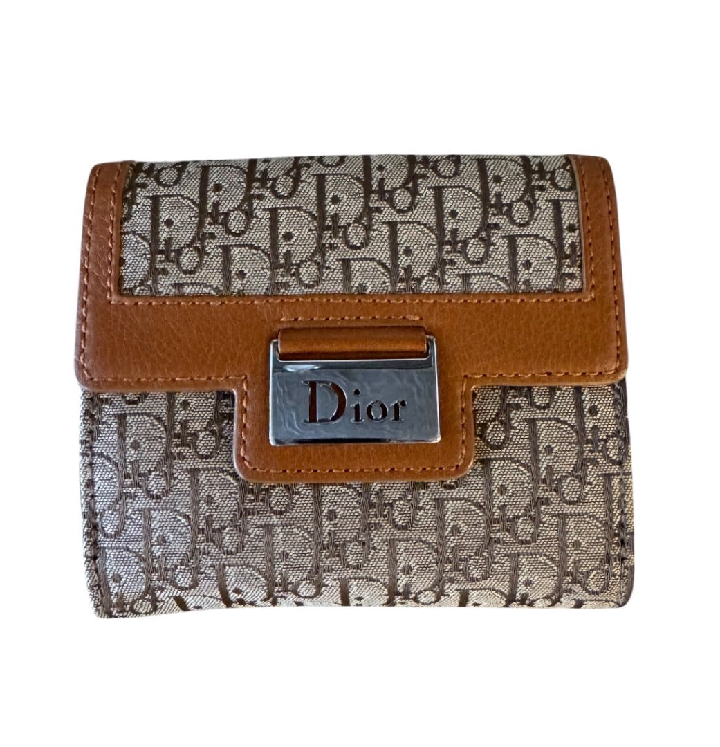 Beige et Brun CHRISTIAN DIOR portefeuilles, VINTAGE OBLIQUE STREET CHIC