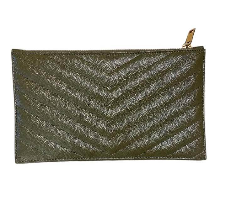 Vert Khaki YVES SAINT LAURENT portefeuilles, POUCH MONOGRAMME