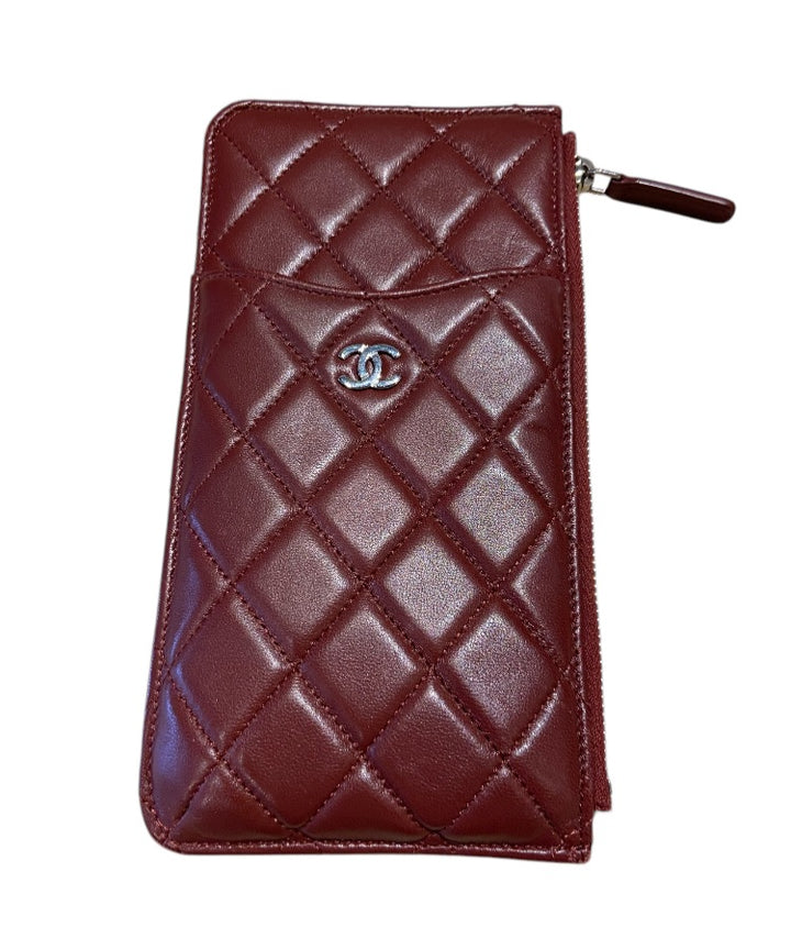 Bourgogne et Argent CHANEL portefeuilles