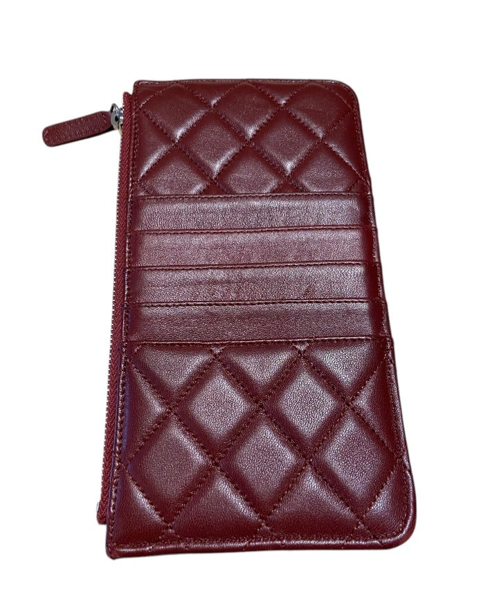 Bourgogne et Argent CHANEL portefeuilles