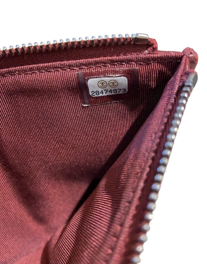 Bourgogne et Argent CHANEL portefeuilles