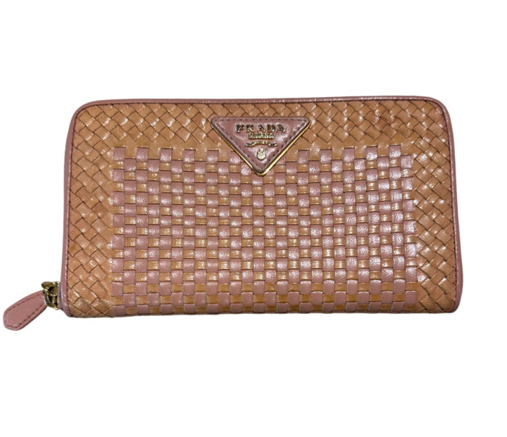 Rose PRADA portefeuilles, WOVEN MADRAS