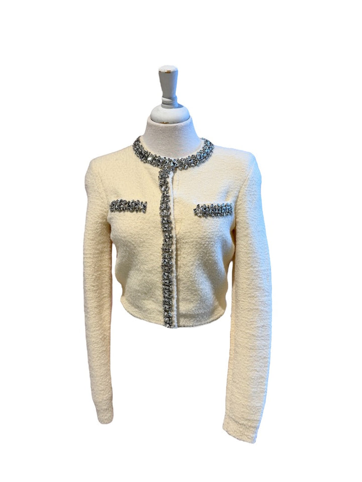 White and Rhinestone SELF-PORTRAIT Tricots, Petit